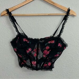 VS Love for Lemons Rosebud Bustier  size small black floral